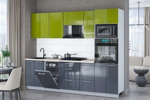 Кухонный гарнитур Интерлиния Мила Gloss 2.65-ПМ3