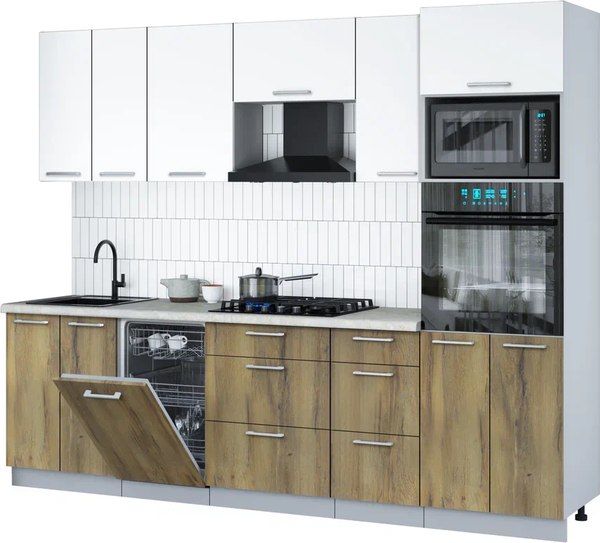 Кухонный гарнитур Интерлиния Мила Gloss 2.65-ПМ3 - фото