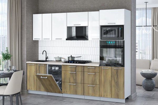 Кухонный гарнитур Интерлиния Мила Gloss 2.65-ПМ3