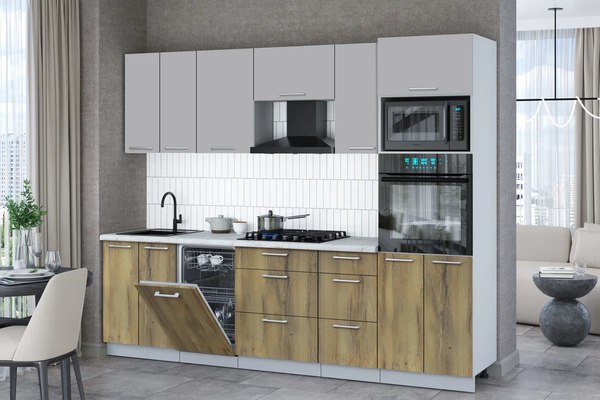 Кухонный гарнитур Интерлиния Мила Gloss 2.65-ПМ3