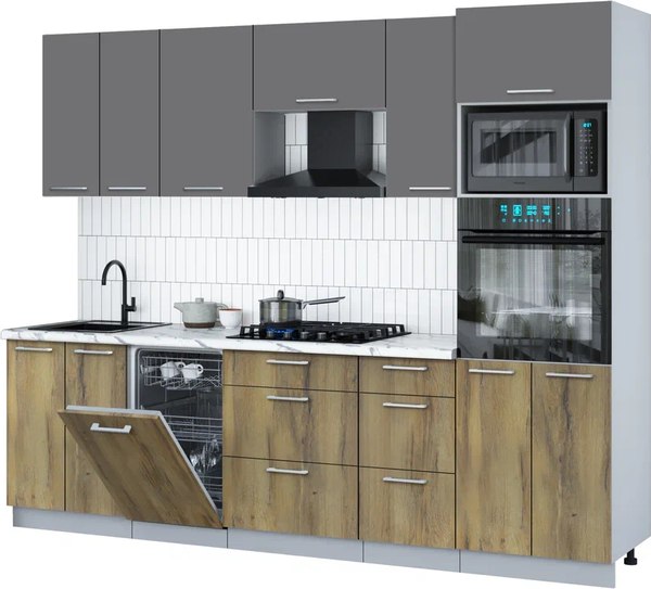 Кухонный гарнитур Интерлиния Мила Gloss 2.65-ПМ3 - фото