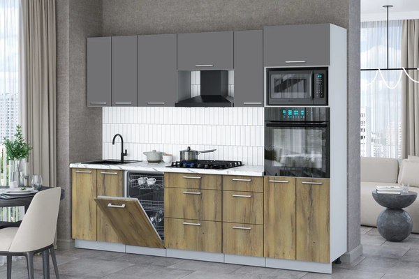 Кухонный гарнитур Интерлиния Мила Gloss 2.65-ПМ3