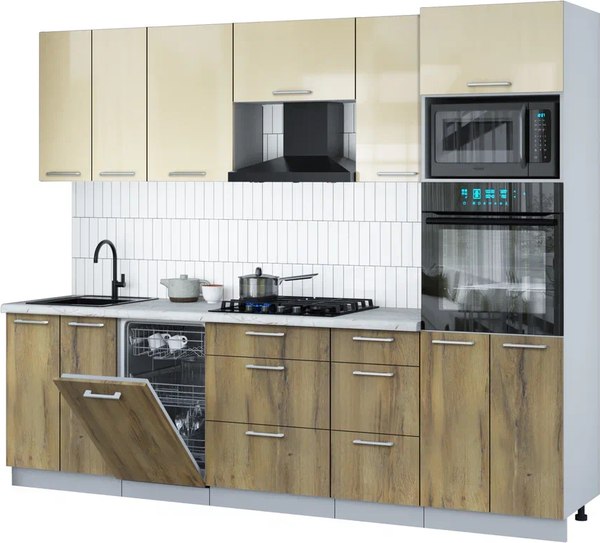 Кухонный гарнитур Интерлиния Мила Gloss 2.65-ПМ3 - фото