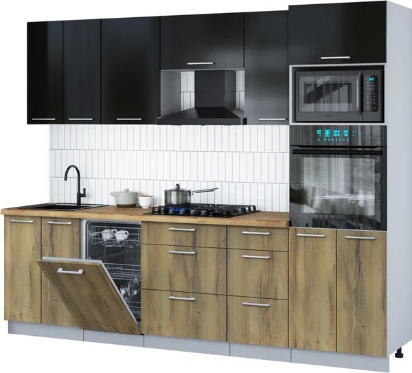 Кухонный гарнитур Интерлиния Мила Gloss 2.65-ПМ3 - фото