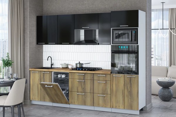 Кухонный гарнитур Интерлиния Мила Gloss 2.65-ПМ3