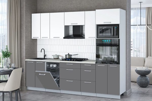 Кухонный гарнитур Интерлиния Мила Gloss 2.65-ПМ3