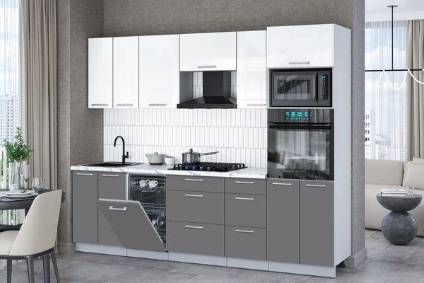 Кухонный гарнитур Интерлиния Мила Gloss 2.65-ПМ3