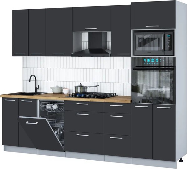 Кухонный гарнитур Интерлиния Мила Gloss 2.65-ПМ3 - фото