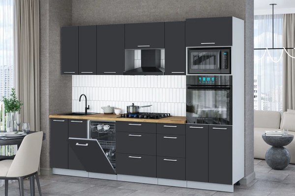 Кухонный гарнитур Интерлиния Мила Gloss 2.65-ПМ3