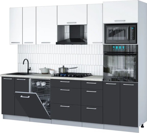 Кухонный гарнитур Интерлиния Мила Gloss 2.65-ПМ3 - фото