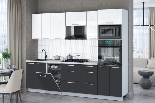 Кухонный гарнитур Интерлиния Мила Gloss 2.65-ПМ3