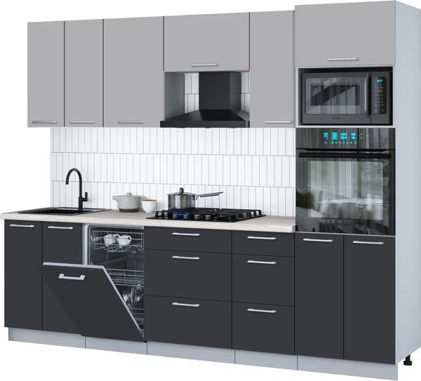 Кухонный гарнитур Интерлиния Мила Gloss 2.65-ПМ3 - фото