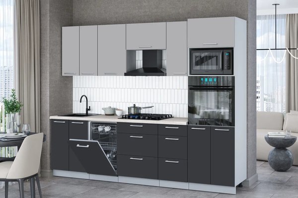 Кухонный гарнитур Интерлиния Мила Gloss 2.65-ПМ3