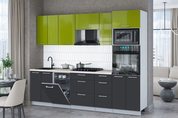 Кухонный гарнитур Интерлиния Мила Gloss 2.65-ПМ3