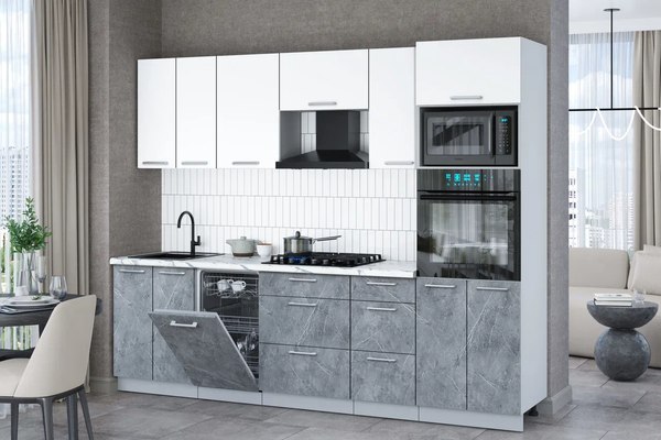 Кухонный гарнитур Интерлиния Мила Gloss 2.65-ПМ3