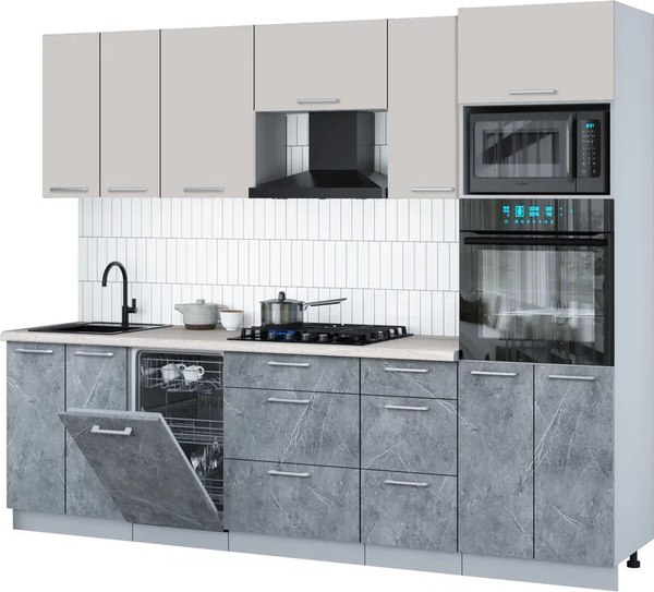 Кухонный гарнитур Интерлиния Мила Gloss 2.65-ПМ3 - фото
