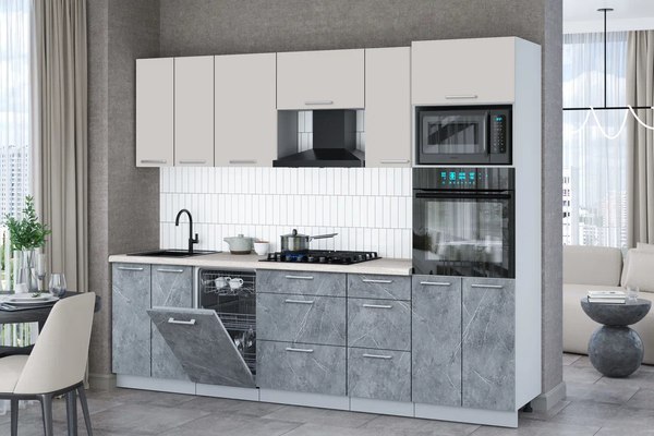 Кухонный гарнитур Интерлиния Мила Gloss 2.65-ПМ3