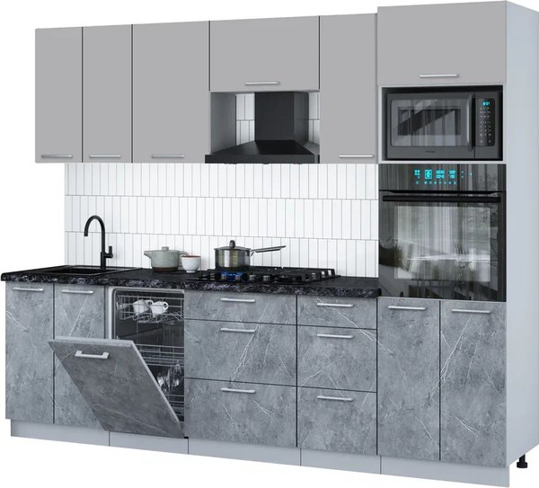 Кухонный гарнитур Интерлиния Мила Gloss 2.65-ПМ3 - фото
