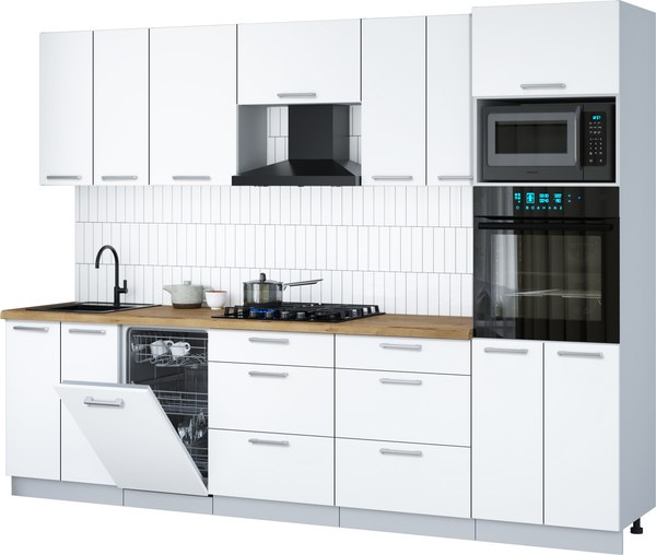 Кухонный гарнитур Интерлиния Мила Gloss 2.85-ПМ3 - фото