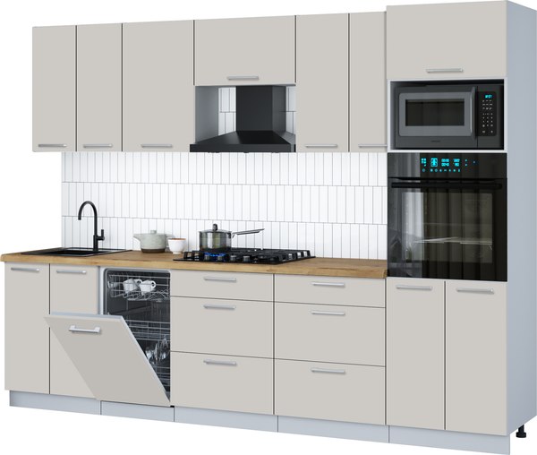 Кухонный гарнитур Интерлиния Мила Gloss 2.85-ПМ3 - фото