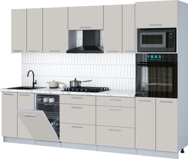 Кухонный гарнитур Интерлиния Мила Gloss 2.85-ПМ3 - фото