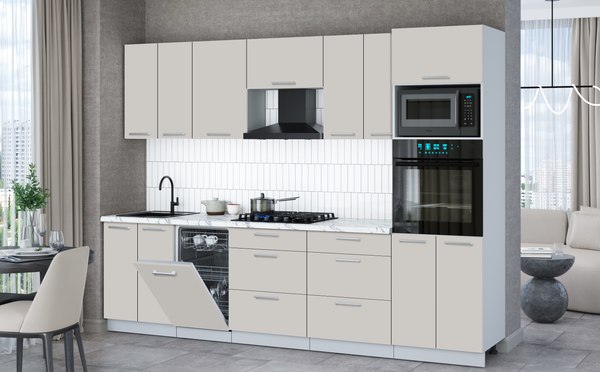 Кухонный гарнитур Интерлиния Мила Gloss 2.85-ПМ3