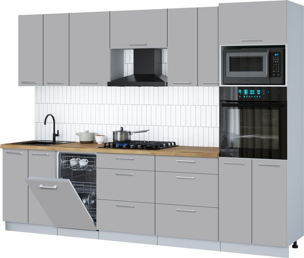 Кухонный гарнитур Интерлиния Мила Gloss 2.85-ПМ3 - фото