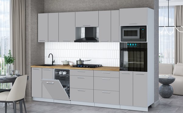 Кухонный гарнитур Интерлиния Мила Gloss 2.85-ПМ3