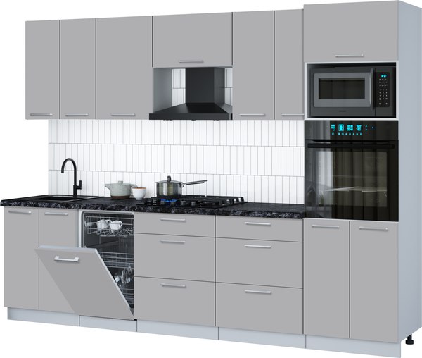 Кухонный гарнитур Интерлиния Мила Gloss 2.85-ПМ3 - фото