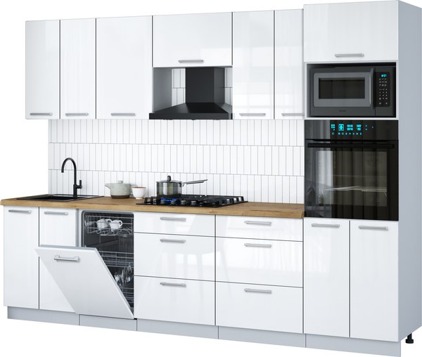 Кухонный гарнитур Интерлиния Мила Gloss 2.85-ПМ3 - фото