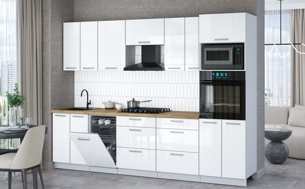 Кухонный гарнитур Интерлиния Мила Gloss 2.85-ПМ3