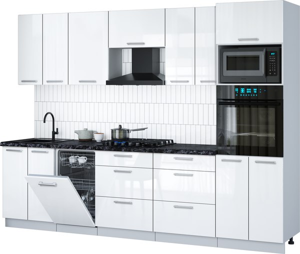 Кухонный гарнитур Интерлиния Мила Gloss 2.85-ПМ3 - фото