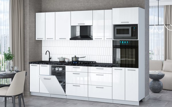 Кухонный гарнитур Интерлиния Мила Gloss 2.85-ПМ3