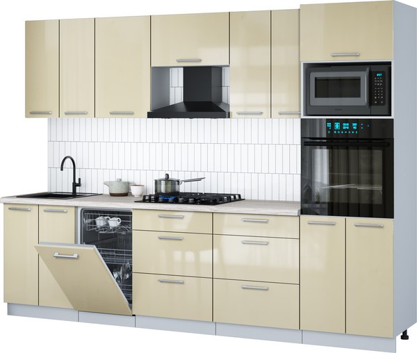 Кухонный гарнитур Интерлиния Мила Gloss 2.85-ПМ3 - фото