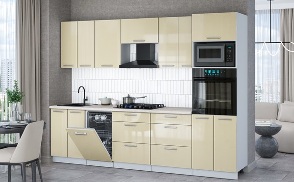 Кухонный гарнитур Интерлиния Мила Gloss 2.85-ПМ3