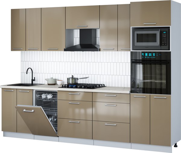 Кухонный гарнитур Интерлиния Мила Gloss 2.85-ПМ3 - фото