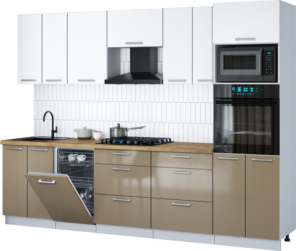 Кухонный гарнитур Интерлиния Мила Gloss 2.85-ПМ3 - фото