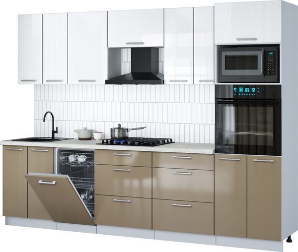 Кухонный гарнитур Интерлиния Мила Gloss 2.85-ПМ3 - фото