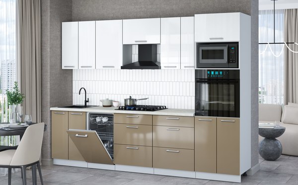 Кухонный гарнитур Интерлиния Мила Gloss 2.85-ПМ3