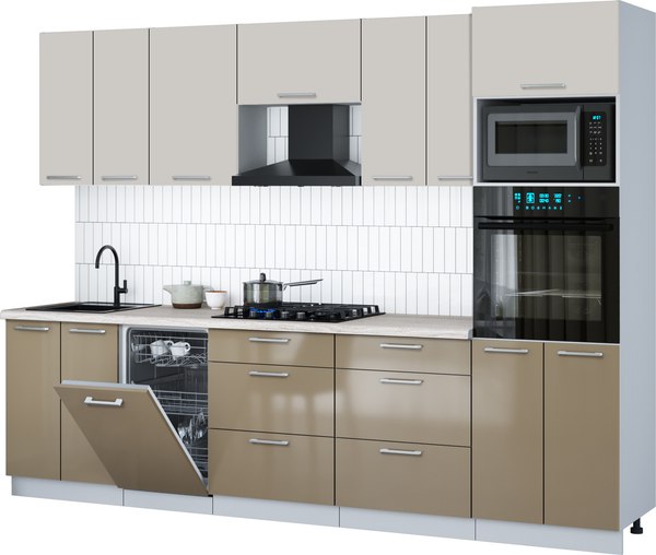 Кухонный гарнитур Интерлиния Мила Gloss 2.85-ПМ3 - фото
