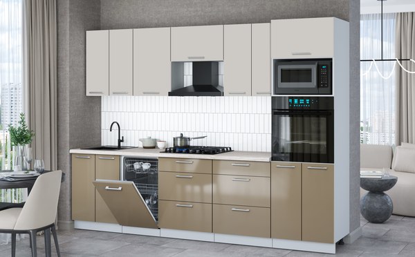 Кухонный гарнитур Интерлиния Мила Gloss 2.85-ПМ3