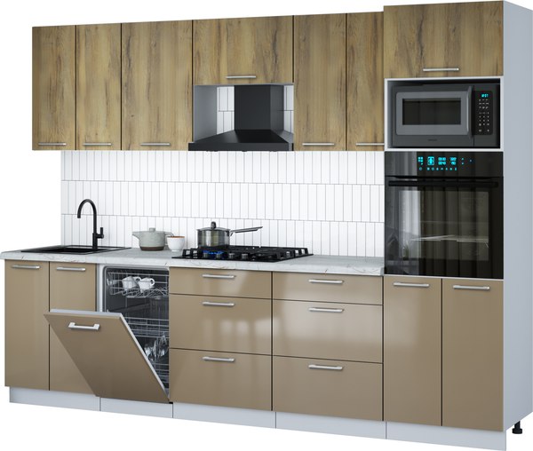 Кухонный гарнитур Интерлиния Мила Gloss 2.85-ПМ3 - фото