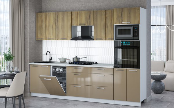 Кухонный гарнитур Интерлиния Мила Gloss 2.85-ПМ3