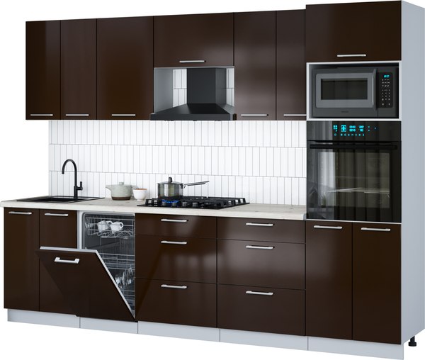 Кухонный гарнитур Интерлиния Мила Gloss 2.85-ПМ3 - фото