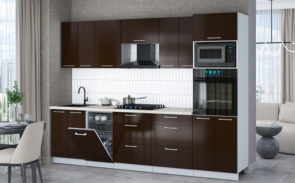 Кухонный гарнитур Интерлиния Мила Gloss 2.85-ПМ3