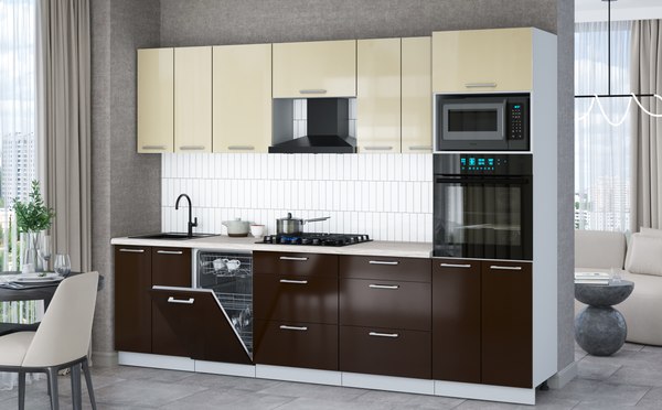 Кухонный гарнитур Интерлиния Мила Gloss 2.85-ПМ3