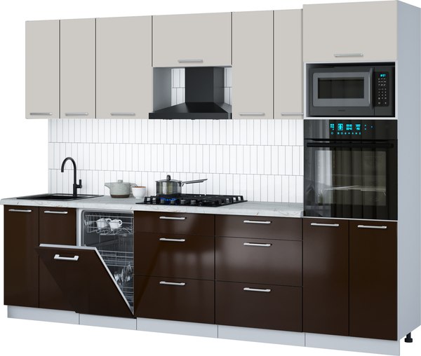 Кухонный гарнитур Интерлиния Мила Gloss 2.85-ПМ3 - фото