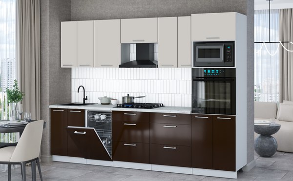 Кухонный гарнитур Интерлиния Мила Gloss 2.85-ПМ3