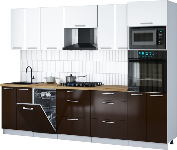 Кухонный гарнитур Интерлиния Мила Gloss 2.85-ПМ3 - фото