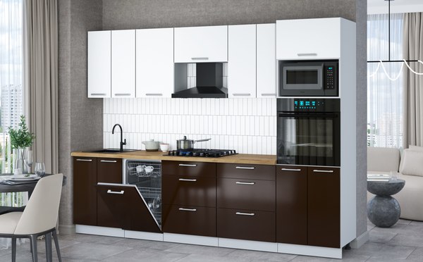 Кухонный гарнитур Интерлиния Мила Gloss 2.85-ПМ3